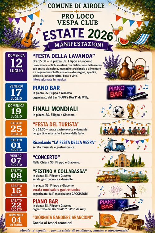 Estate 2026 ad Airole: scopri il calendario completo delle manifestazioni